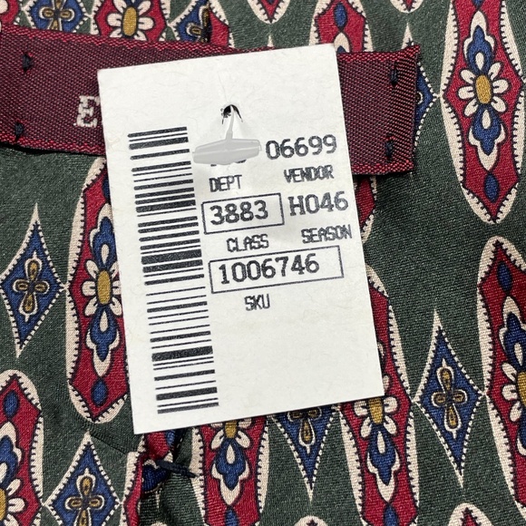 NEW Etienne Aigner Mens Tie green red silk floral graphic vintage designer - Picture 3 of 8